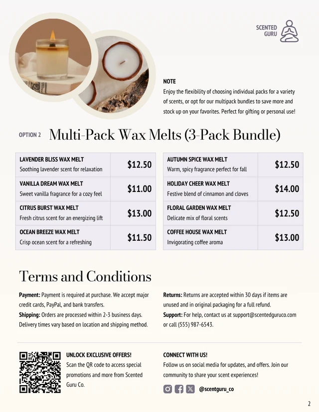 Wax Melt Price List Template - page 2