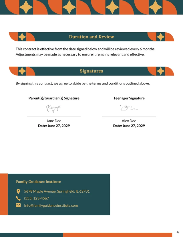 Teenage Behavior Contract Template - صفحة 4