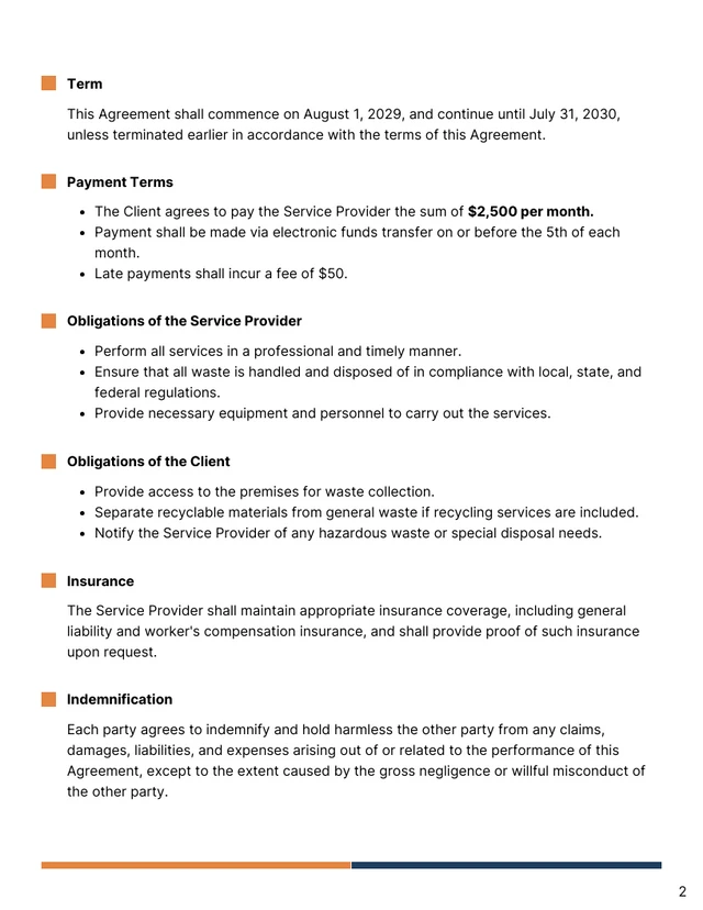 Waste Management Contract Template - صفحة 2