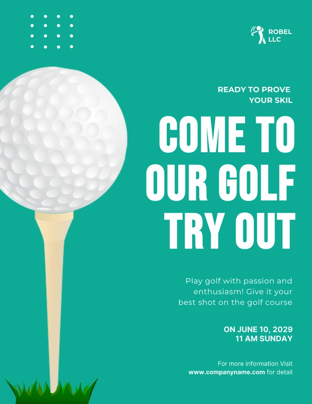 Teal Modern Illustration Golf Try Out Poster Template
