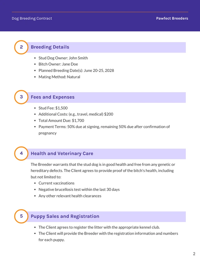 Dog Breeding Contract Template - Página 2