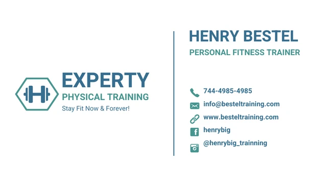 Physical Trainer Business Card - Page 1