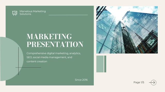 Dark Green Simple Marketing Minimalist Presentation - Page 1