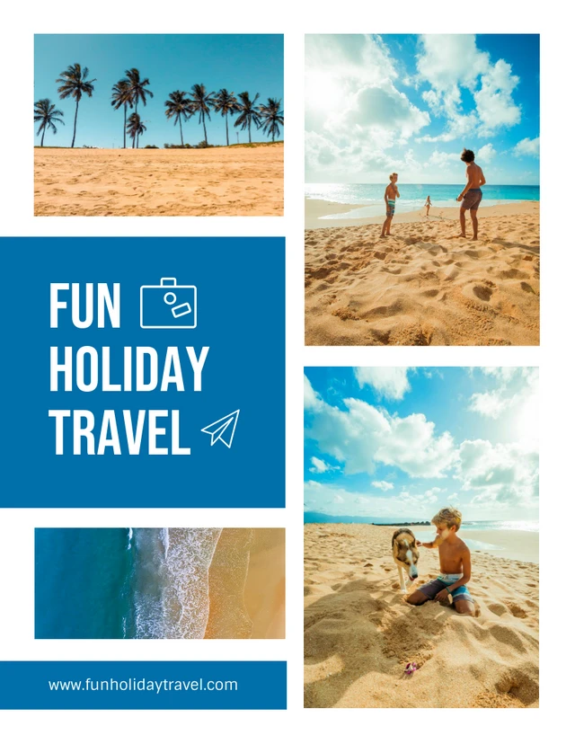 White And Blue Minimalist Cool Holiday Travel Collages Template