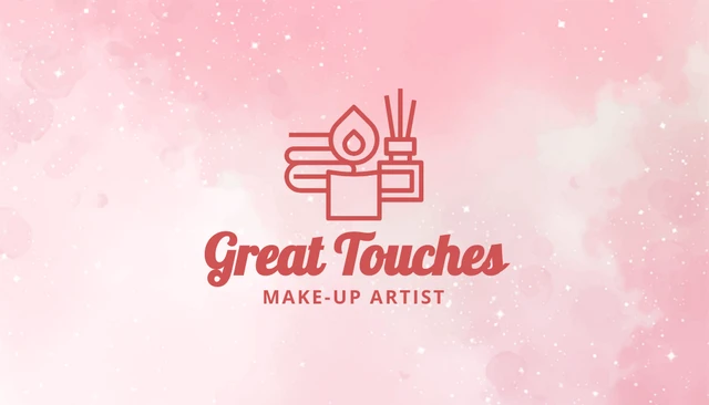 Pink Watercolor Texture Aesthetic Make-Up Artist Business Card - Page 1