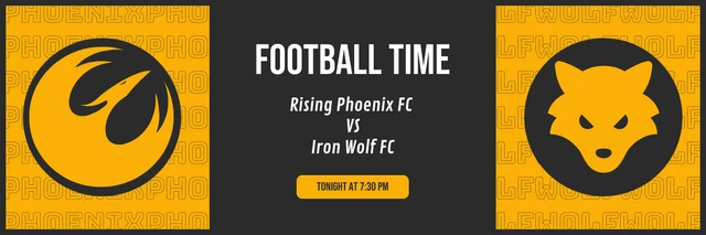 Black And Yellow Modern Bold Classic Match Phoenix Versus Wolf Football Banner Template