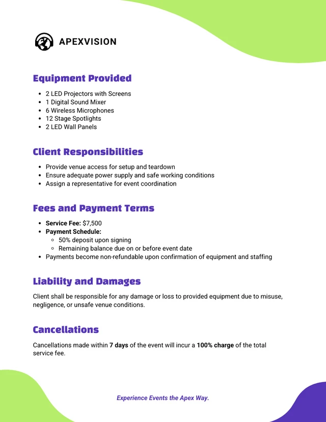 Audio Visual Service Contract Template - صفحة 2