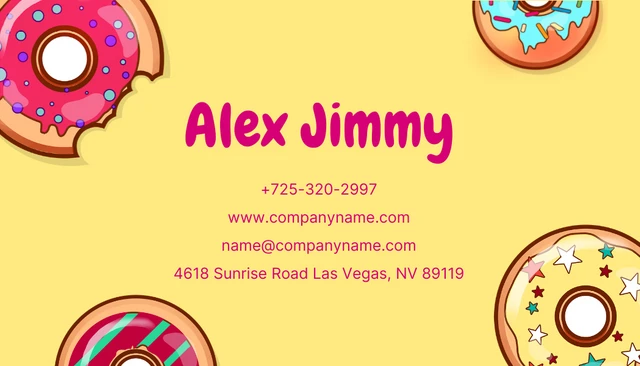 Pink And Yellow Playful Illustration Cake Business Card - Page 2