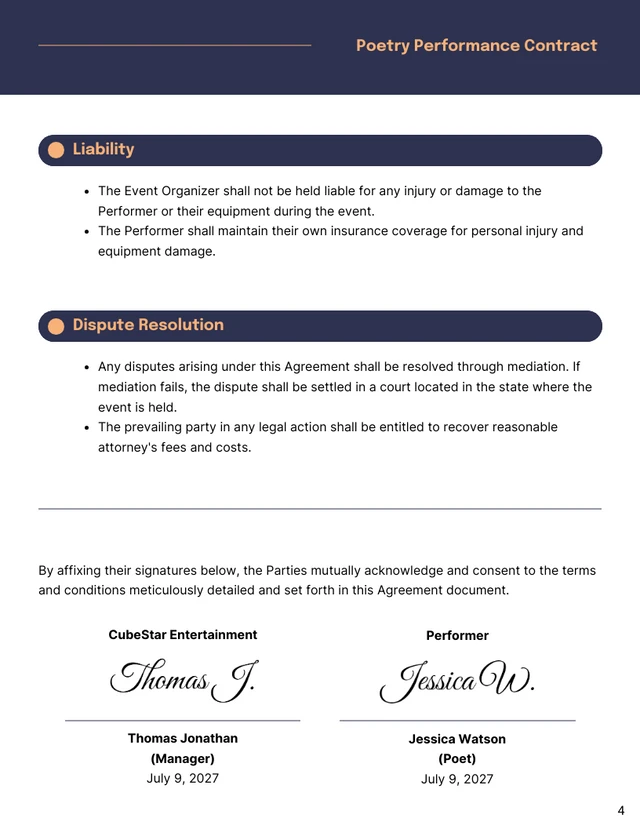 Poetry Performance Contract Template - Page 4