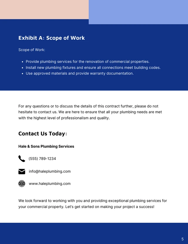 Commercial Plumbing Contract Template - Pagina 5