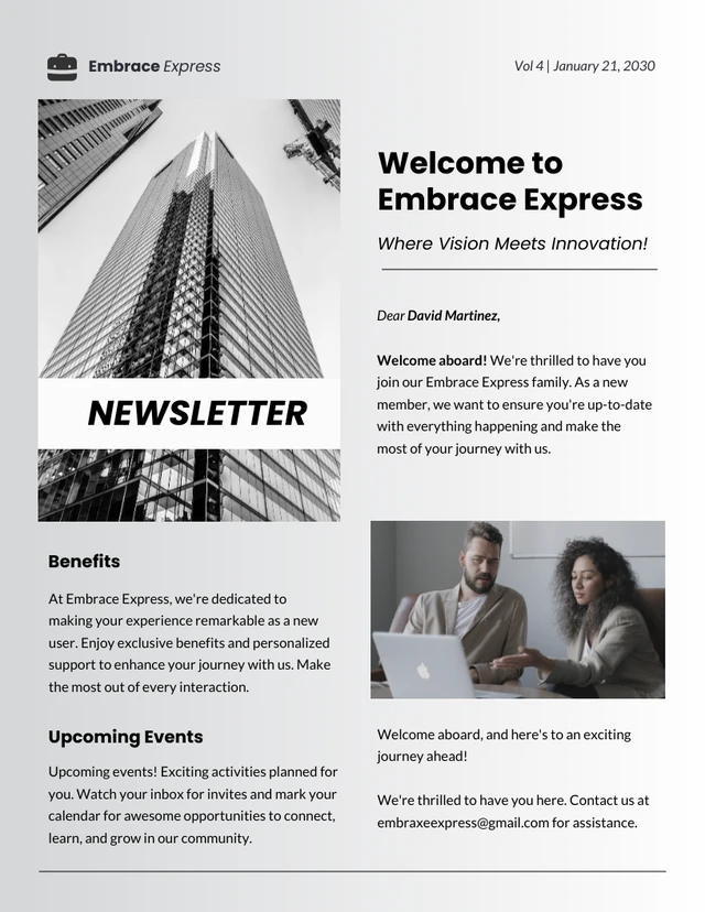 New User Account Welcome Newsletter Template
