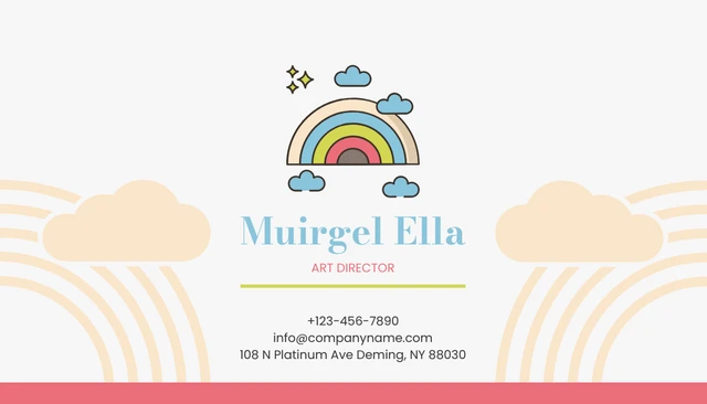 Light Grey And  Red Simple Illustration Cute Rainbow Personal Business Card