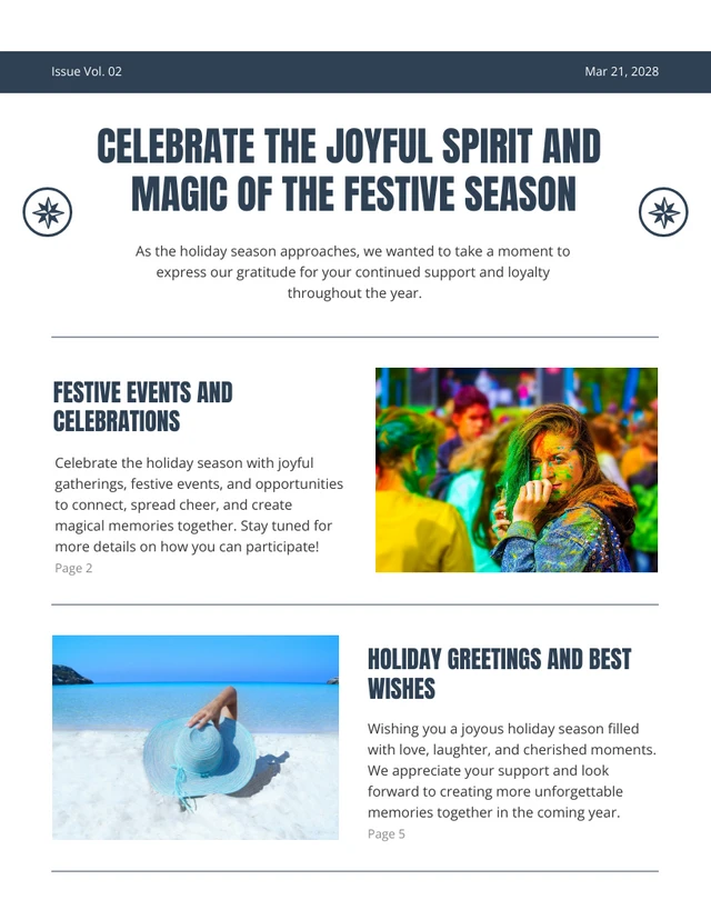 White Blue Modern Holiday Newsletter Template