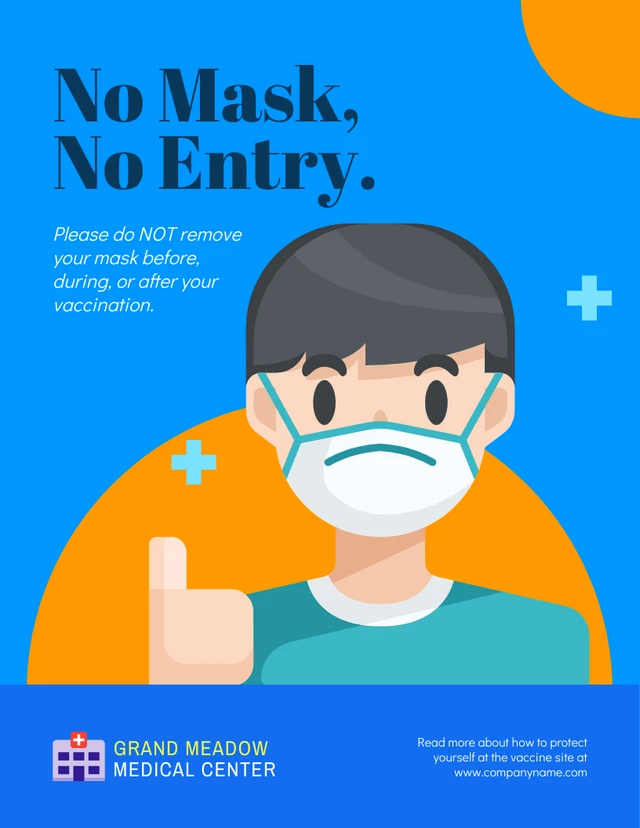 Blue And Orange Simple Illustration Safety Poster Template