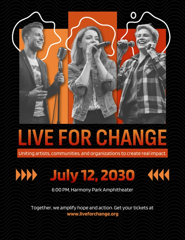 Plantilla de póster para concierto benéfico de la comunidad
