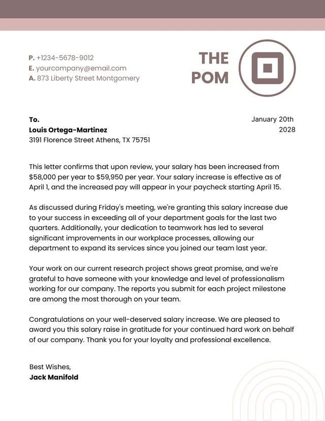 Light Brown Classic Corporate Salary Increase Letter Template