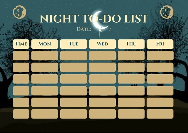 Black And Green Simple Night To-Do List Schedule Template