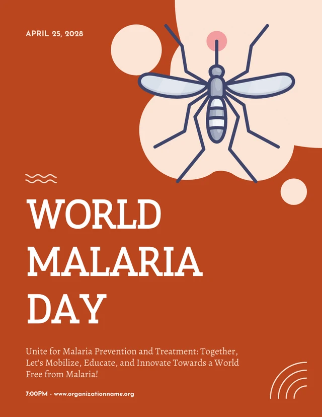 Dunkelbraune und beige einfache Illustration zum Welt-Malaria-Tag-Plakat-Vorlage