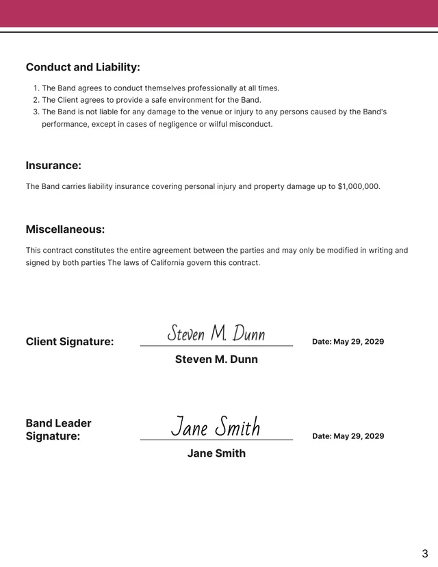 Wedding Band Contract Template - Pagina 3