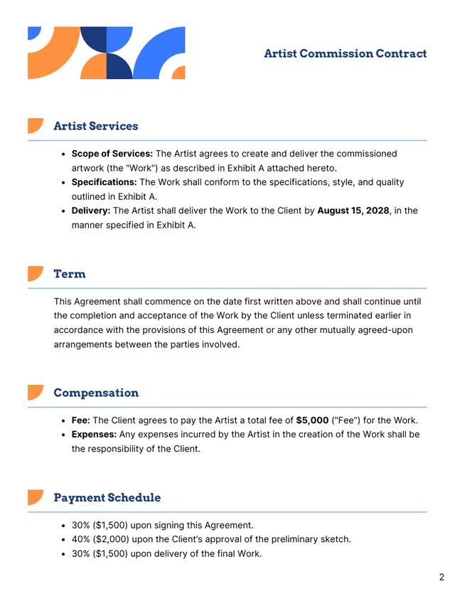 Artist Commission Contract Template - Página 2