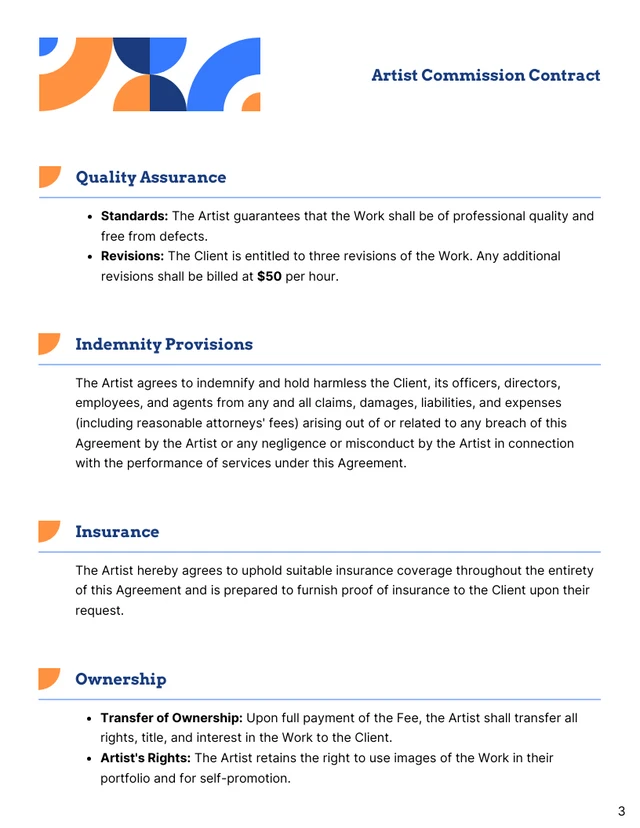 Artist Commission Contract Template - صفحة 3