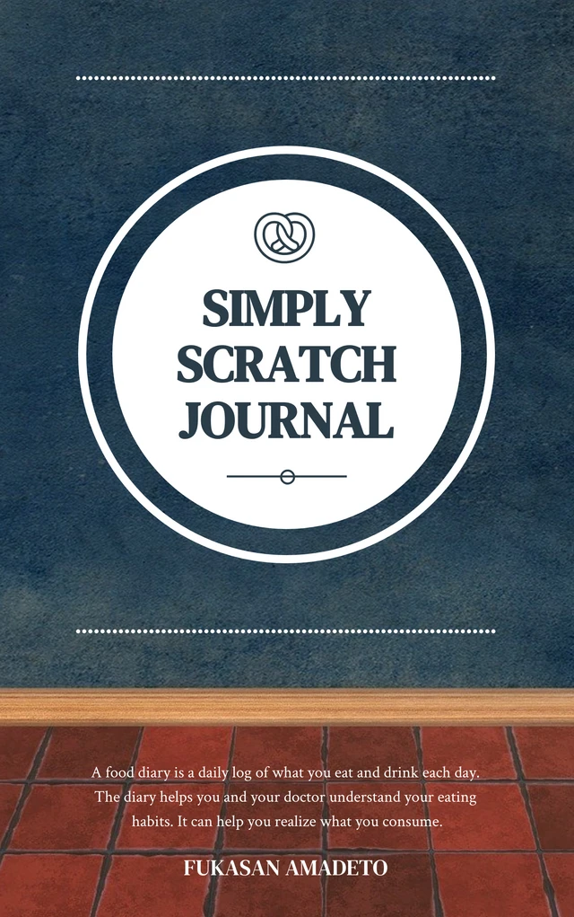 Navy Minimalist Texture Food Journal Book Cover Template