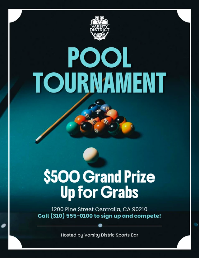 Pool Tournament Flyer Template Pool Tournament Flyer Template