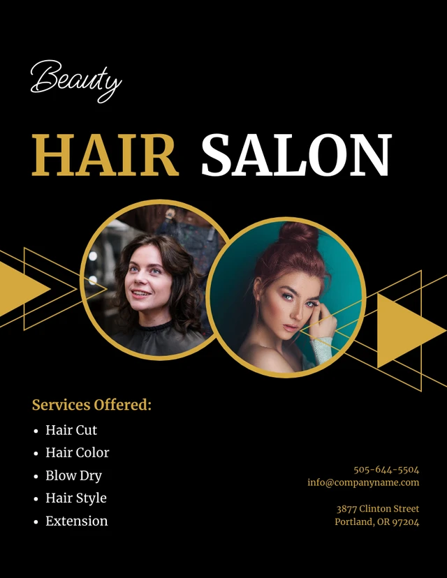 Simple Gold Flyer Hair Salon Template