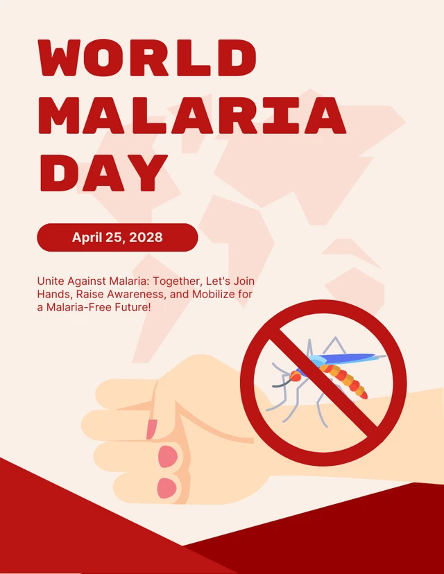 Light Yellow And Red Simple Illustration World Malaria Day Poster Template