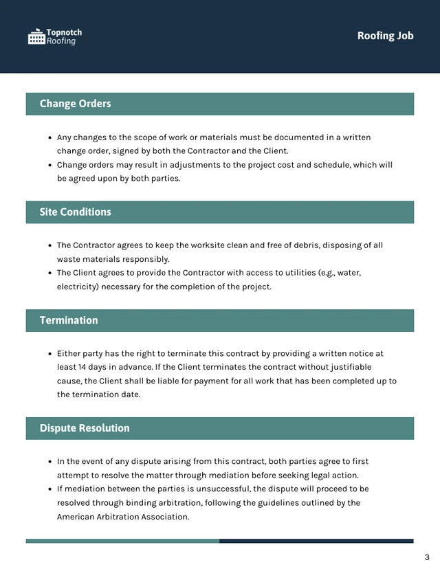 Roofing Job Contract Template - Pagina 3