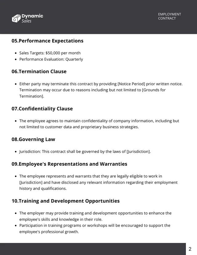 Hourly Rate Employment Contract Template - page 2