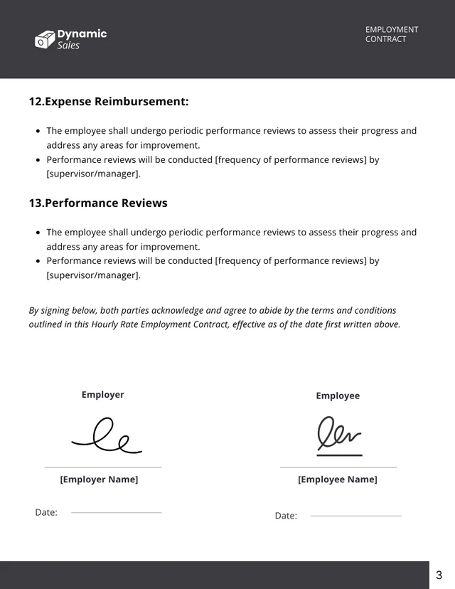 Hourly Rate Employment Contract Template - Pagina 3