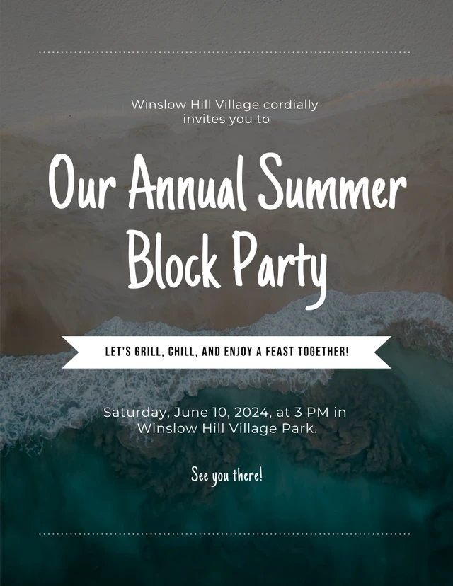 Simple Photo Annual Summer Block Party Poster Template