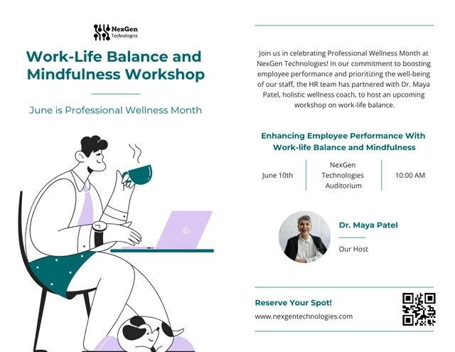 Work-Life Balance and Mindfulness Workshop Mental Health Poster Template