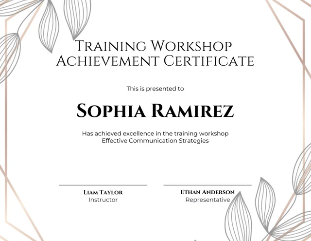 White Simple Floral Training Certificate Template