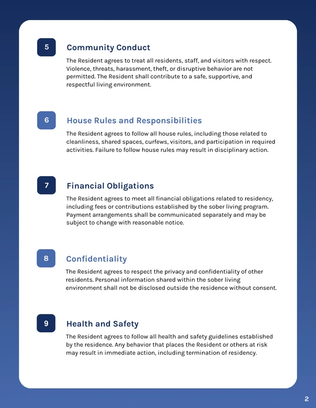 Sober Living Contract Template - Página 2