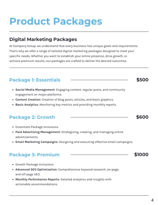 Minimalist Services Pricing Proposal - Page 4