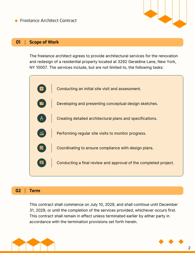 Freelance Architect Contract Template - page 2