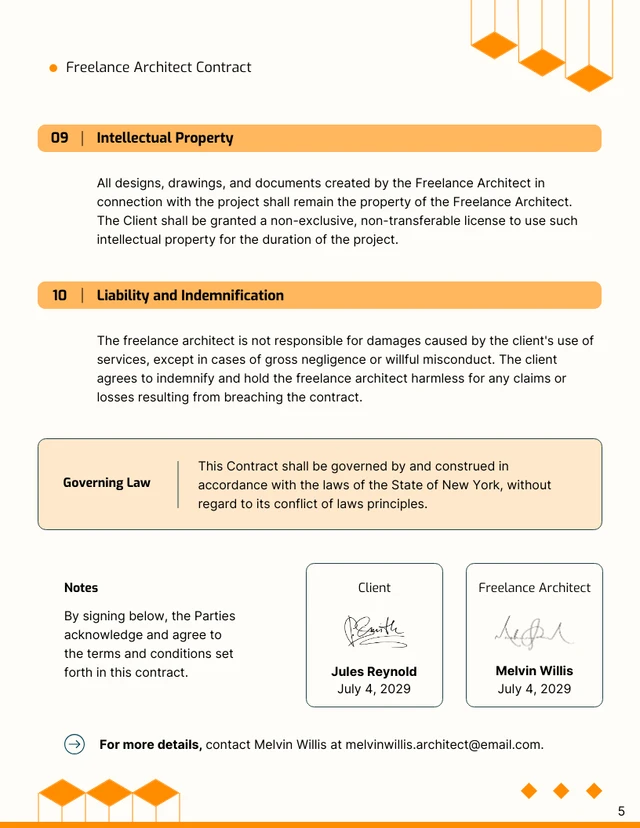 Freelance Architect Contract Template - Page 5