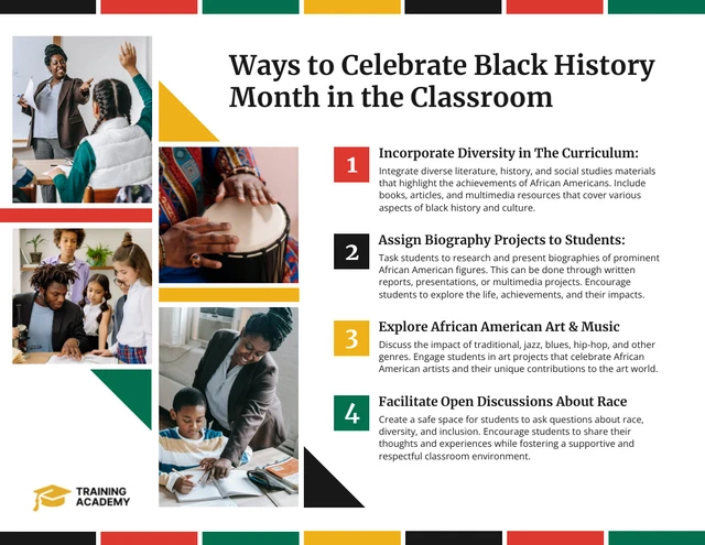 Modelo de infográfico comemorando o mês da história negra nas escolas