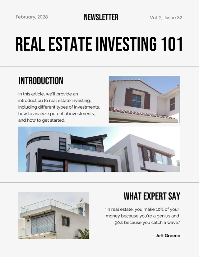 Minimalist White Black Real Estate Newsletter