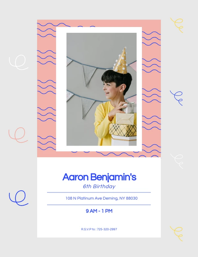 Carte d'invitation d'anniversaire avec modèle de photo Polaroid