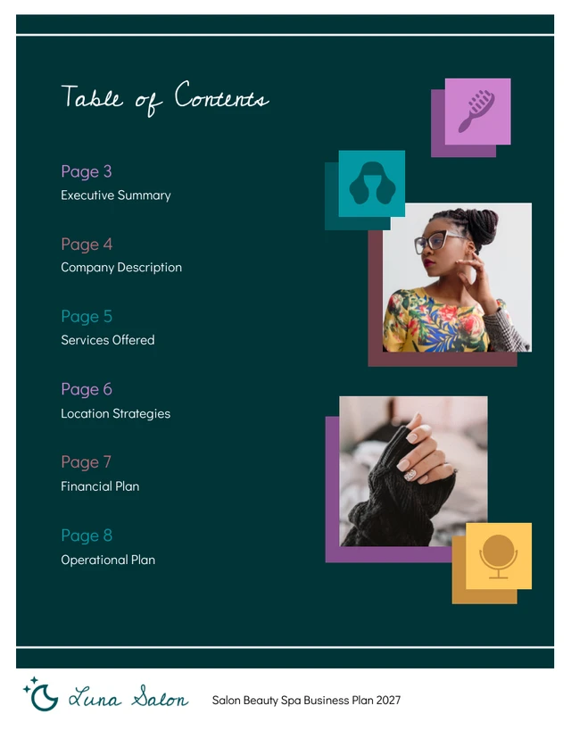 Dark Salon Business Plan Table of Contents Template