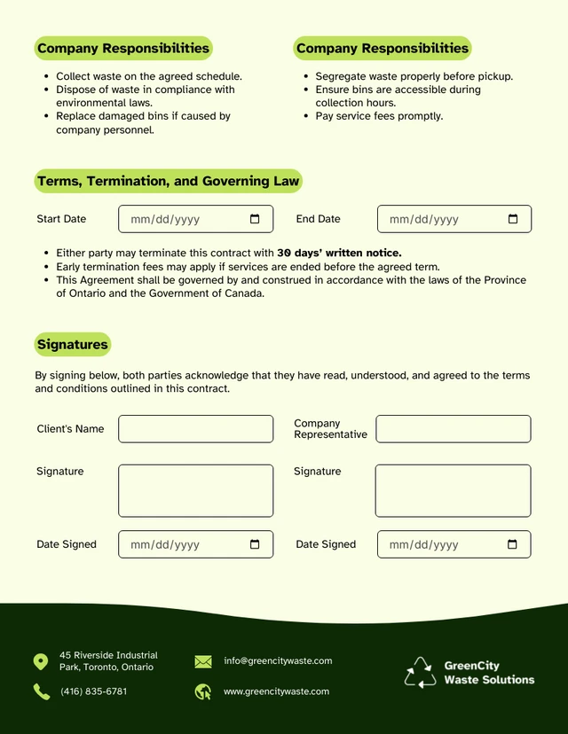 Garbage Collection Contract Template - page 2