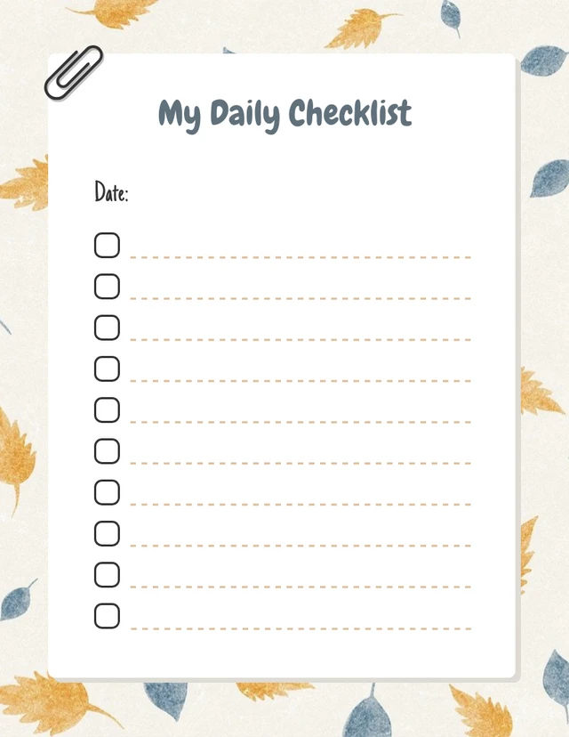 Beige Floral Daily Checklist Template