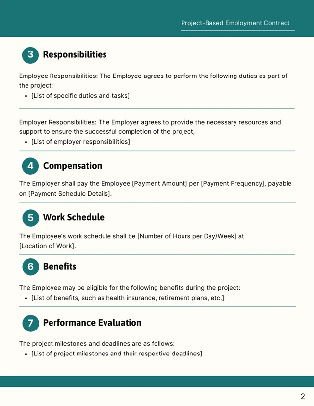 Project-Based Employment Contract Template - صفحة 2