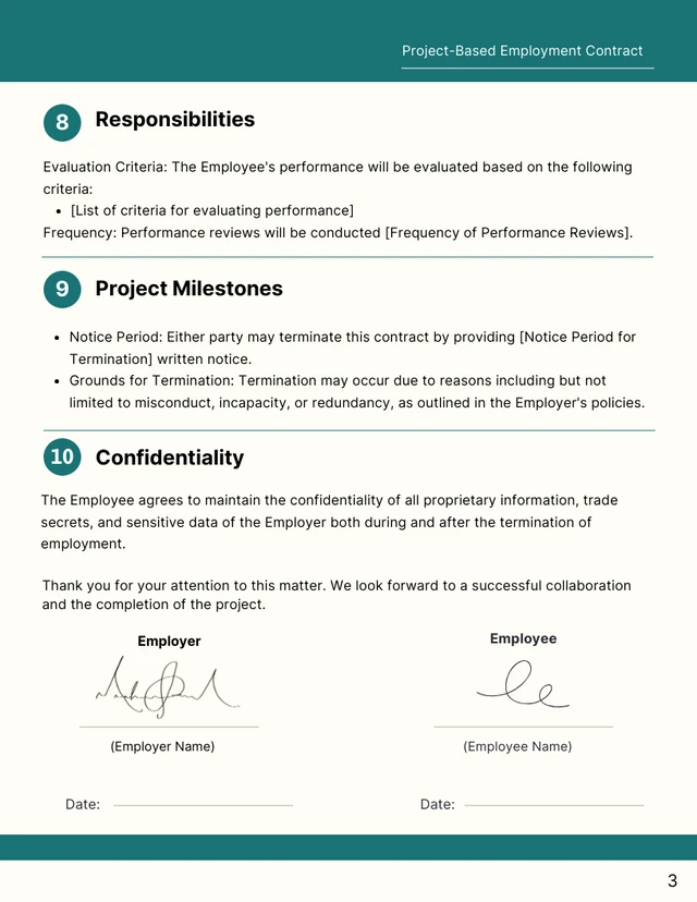 Project-Based Employment Contract Template - Página 3