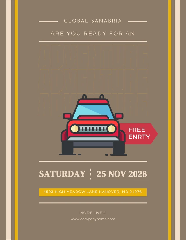 Brown And Yellow Vintage Adventure Poster Template