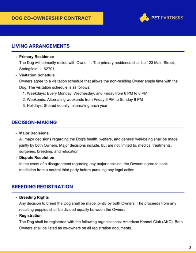 Dog Co-Ownership Contract Template - صفحة 3