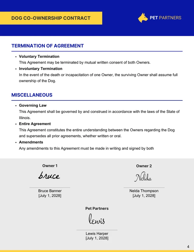 Dog Co-Ownership Contract Template - Seite 4